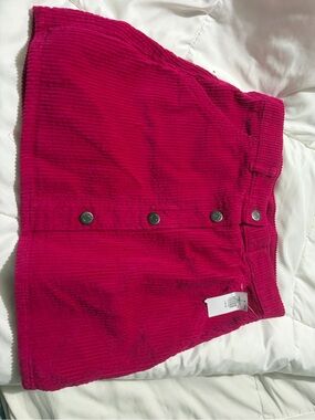 Fuchsia Corduroy Button-Front Skirt